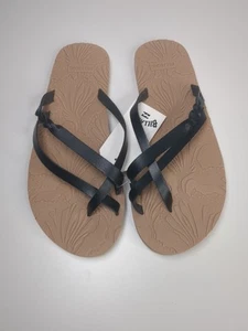 NWT Billabong June Flip Flops Women’s Size 10 Black Braided Strappy Toe - Picture 1 of 8