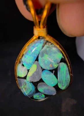 60.10ct Huge 9x Solid Black Opal Lightning Ridge Vibrant Galaxy Polished Pendant - Image 1 of 3