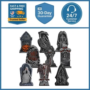 9Pcs Halloween Tombstone Decor Graveyard Headstone Outdoor Yard Sign for Graves - Picture 1 of 8
