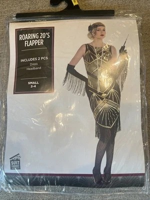 Disfraz, Mujer, Roaring años 20 Flapper, Adulto Pequeño 2-4, Nuevo en Paquete Foto 1 de 4