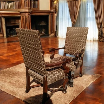 Louis XLV French Fireplace Side Chairs Pair - Image 1 of 4