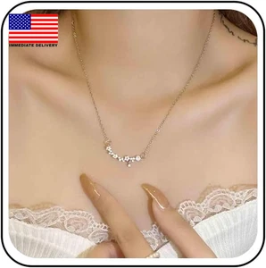 Vintage Strass Stern Choker Halskette Silber Kristall Stern Anhänger Halskette Clu - Bild 1 von 7