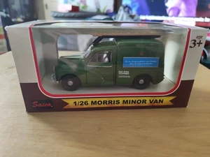 Saico 1:26 Scale Green Post Office Telephones Morris Minor Van,Model & Box Vgc - Picture 1 of 6