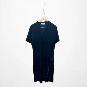 MM LAFLEUR Tory Dress faux wrap black crepe career classic womens 10 - Picture 1 of 7