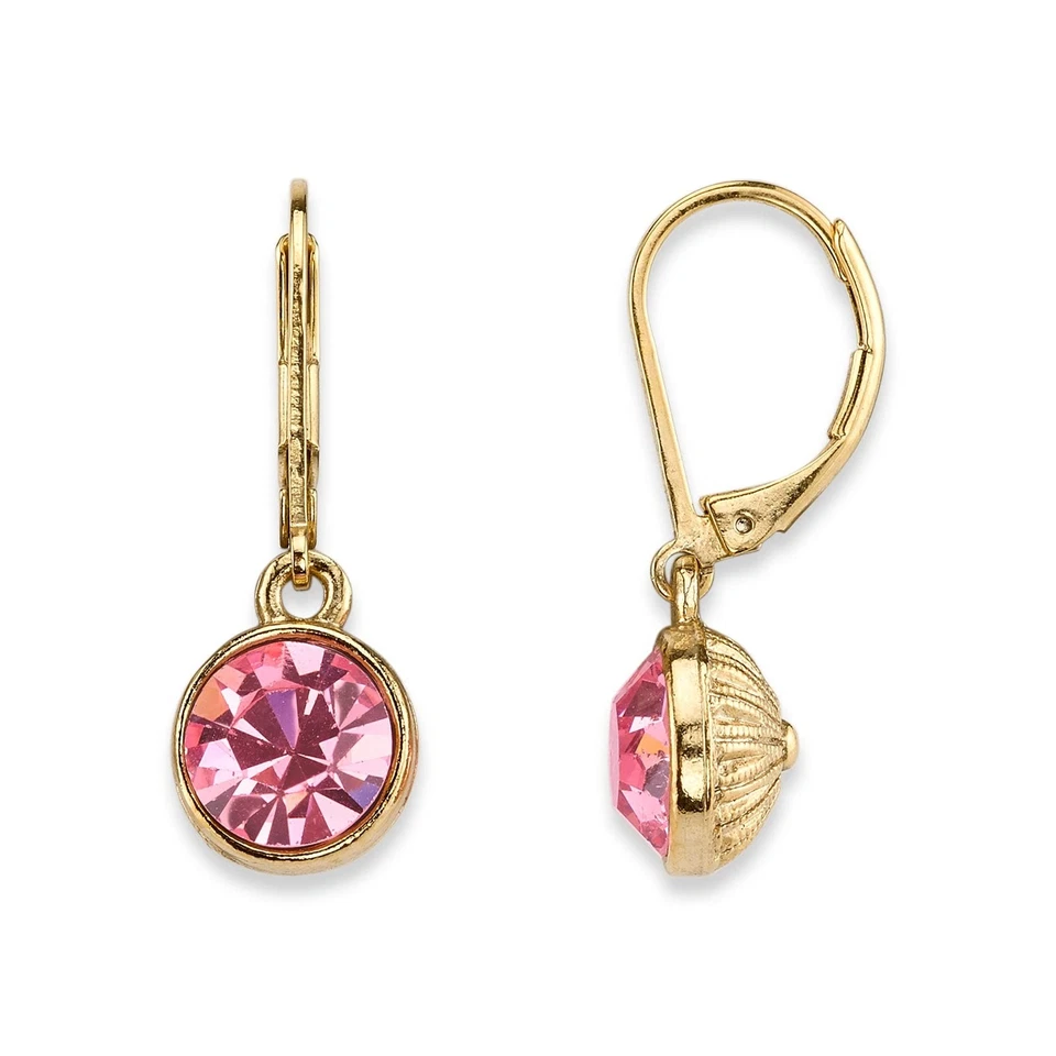 Pendientes colgantes con bisel de cristal rosa "Best Of Times" de 1928, rosa claro Foto 1 de 1