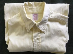 Vintage Brooks Brothers Pinpoint Cotton Shirt Pale Yellow 15.5-4 Made In USA - Picture 1 of 10