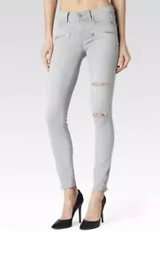 PAIGE Size 28 TRANSCEND JANE ZIP MIDRISE ULTRA SKINNY GREY MIST DESTRUCTE. New - Picture 1 of 12