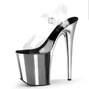 Sandali donna Platformalti plateu 20 cm argento trasparente pole dance 19005 - Foto 1 di 1