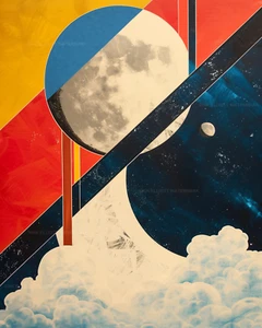 Pop Art Print 8x10 / Colorful Mid-Century Moon Sky Picture Photo Artwork Signed - Picture 1 of 2