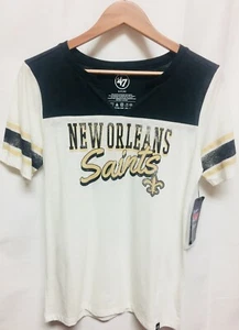 New Orleans Saints Womens White Shirt V-Neck '47 Sizes S-XL - Picture 1 of 4