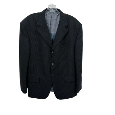 OSCAR DE LA RENTA Abrigo Deportivo Negro Tira 100% Lana Traje Chaqueta Hombres Talla 44s Foto 1 de 4