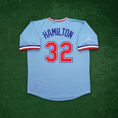 Josh Hamilton 1976 Texas Rangers Cooperstown Men's Blue Road Throwback Jersey - Image 1 of 4