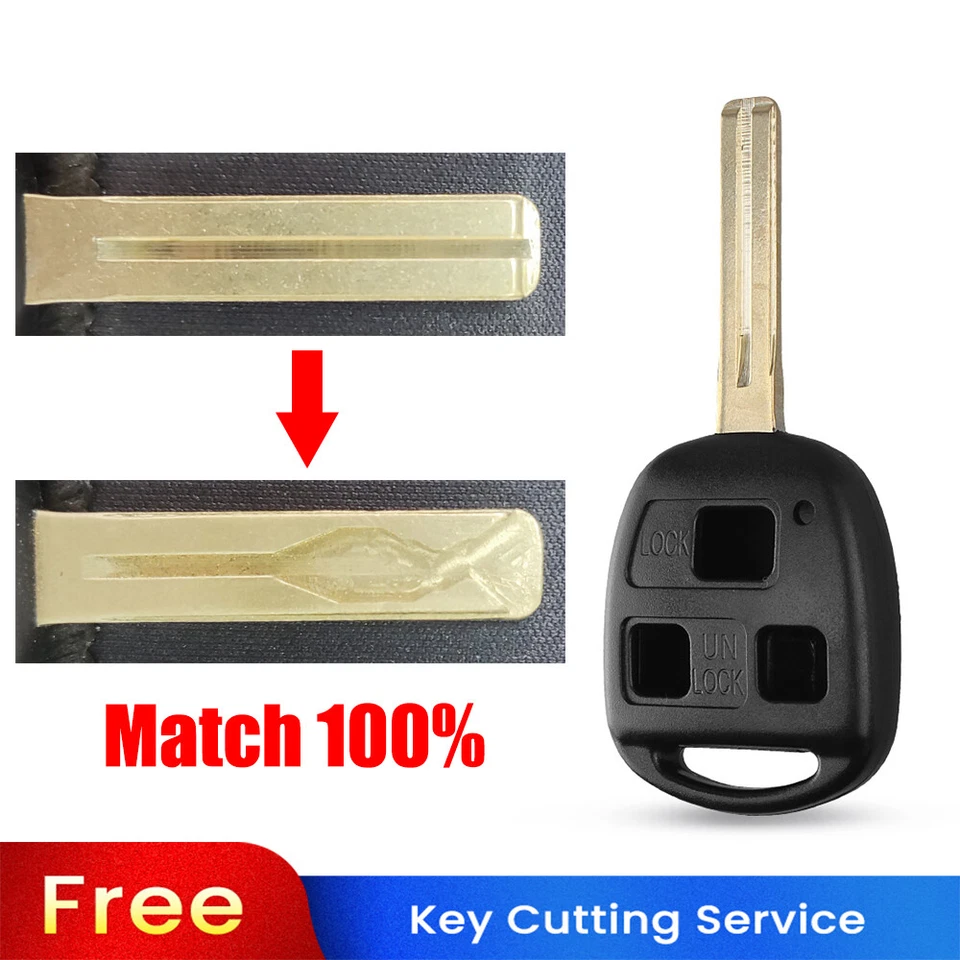 (BLADE CUT by PHOTO) Remote Key Csae Fob For LEXUS RX350 SC430 GX470 40MM Length - Image 1 of 4