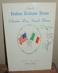 JOE DIMAGGIO AUTOGRAPHED COLUMBUS AWARD ITALIAN TRIBUNE NEWS BIASE'S NEWARK NJ