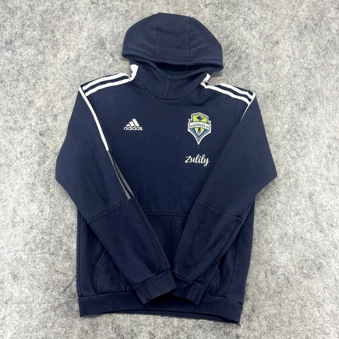 Seattle Sounder Sweater Mens Small Blue Green Logo Spellout Stripe Zulily Adidas Cover