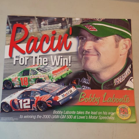 Vintage 2001 Bobby Labonte Racin for the Win promo poster Lowe's Motor Speedway Cover