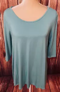 Camicetta donna piccola Honeyme blu acqua maniche 3/4 cinturino schiena oversize morbida - Foto 1 di 10