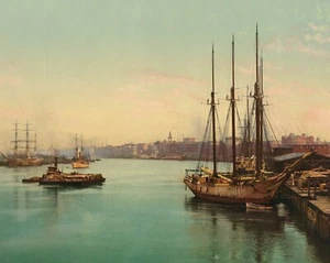 Savannah River, Georgia, c. 1900, Sailing Ship, New Picture Print Reproduction - Picture 1 of 1