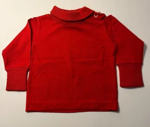 Chemise à manches longues rouge vintage Health Tex, collier roulé, États-Unis, taille 12 Mo, bébé - Photo 1/2