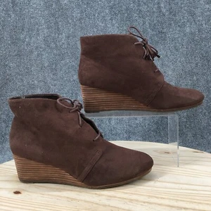 Dr Scholls Boots Womens 9.5 M Dakota Wedge Ankle Booties Brown Fabric Lace Up - Picture 1 of 17