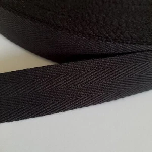 Cotton Webbing 100% Cotton Fabric Strap Handles Bags Aprons Black White Natural - Picture 1 of 6