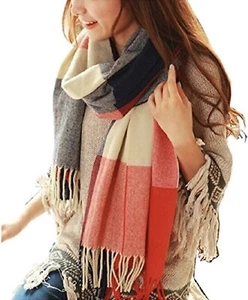 Loritta Womens Scarf Fashion Long Plaid Shawls Wraps Big Grid Winter Warm Lattic - Picture 1 of 5
