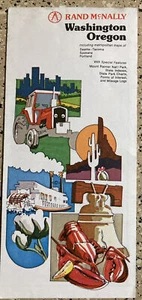 VINTAGE WASHINGTON OREGON RAND MCNALLY SEATTLE PORTLAND TACOMA SPOKANE ROAD MAP - Picture 1 of 7