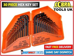 30 PIECE HEX KEY ALLEN ALAN ALLAN KEY SET KIT WITH CASE HARDENED STEEL UK 23-60 - Picture 1 of 6