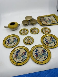 Vintage 1930's J. Chein W.D.P. Disney Multi Character Tin Tea Set *READ* - Picture 1 of 9