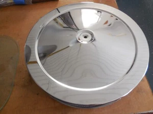 14" X 3" Round Chrome Air Cleaner Assembly Flat Base Holley Edelbrock Ford Chevy - Bild 1 von 6
