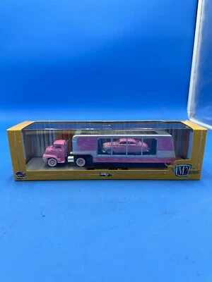 M2 Machines Auto Haulers 1956 Ford C-500 COE & 1949 Mercury Semi R17 Pink 15-17 - Image 1 of 4