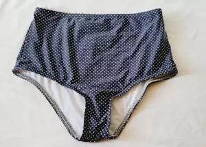 Karla Colletto Sz 08 Dark Gray Polka Dot Bikini Brief Swimsuit Retro Modest - Picture 1 of 5