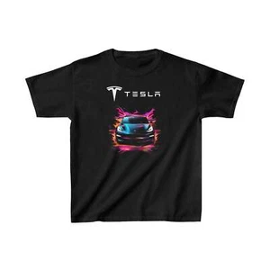 T-Shirt Ufficiale Tesla Model 3 Nera per Ragazzi | Maglietta Tesla Bambini | Tesla Kids Ap - Foto 1 di 7