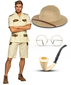 Adult Adventurer Safari Explorer Hunter Jungle Zoo Keeper Fancy Dress Costume - Picture 1 of 1