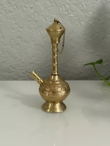 Vintage Mini Brass Decorative Small India Hookah. Art Decorative, no Hose. 6" - Picture 1 of 7