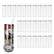 Sublimation 25 Pack 20oz Blank Gloss or Matte White Straight Stainless Steel Tum