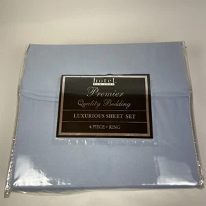 Hotel New York Premier Qualität Bettwäsche luxuriöses Bettwäsche Set 4-teilig King Lt blau - Bild 1 von 6