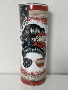 Vaso de metal de 8" con bandera de Estados Unidos para mujer gafas de sol diadema América - Imagen 1 de 6