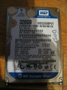 Western Digital 320GB SATA 2.5" HDD Hard Drive WD3200BPVT - Picture 1 of 4