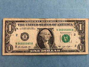 SOLID QUAD "5555" con CINQUE di un KIND "5" in banconota da $1 dollaro BANCONOTE NUMERO DI SERIE - Foto 1 di 5