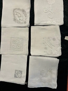 Lot (6) Single Monogram Hankies - Picture 1 of 8