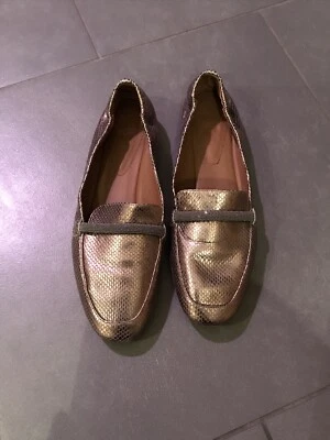 Mocasín plano Brunello Cucinelli cuero texturizado metálico Monili 40 Foto 1 de 4