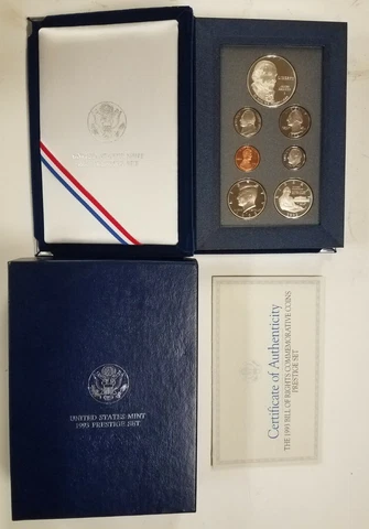 TS0793SXMCiO U.S. MINT 7 COIN YEAR 1993-S PRESTIGE CAMEO PROOF SET TONED ALL OGP Cover
