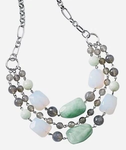 Lia Sophia Kiam Collection South Pacific 3 Strand Grey Agate & Opalite Necklace - Picture 1 of 2