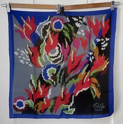 "Bufanda cuadrada floral vintage abstracta colorida Cacharel Lou Lou 23"" x 23""" Foto 1 de 4