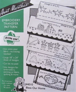 Tía Marthas 4010 Bendice Nuestro Hogar PRIMITIVO Costura Bordado Transferencia Patrón - Imagen 1 de 1