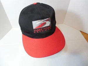 Vintage Sears Point Raceway Trucker Hat Cap Snap back Otto Taiwan Black red - Imagen 1 de 9