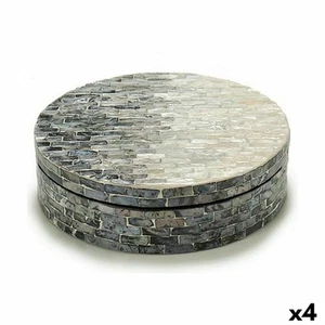 Decorative Box White Black Silver Tone Mother of Pearl Chipboard 25 x 8.5 x 25cm - Picture 1 of 3