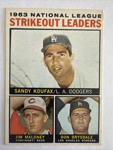 💥1964 Topps #  5 NL Strikeout Leaders NR-MINT KOUFAX MALONEY DRYSDALE - Bild 1 von 8
