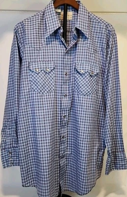 Vintage 70s Dee Cee Denim Western Shirt Sawtooth Pocket Snap 16.5 34 Medium - Image 1 of 4